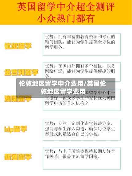伦敦地区留学中介费用/英国伦敦地区留学费用