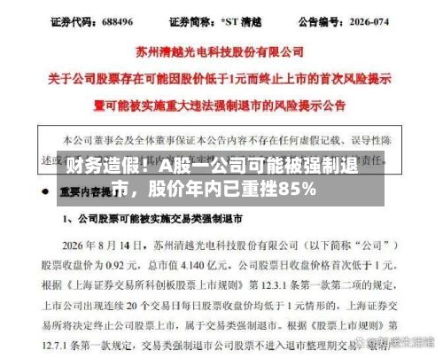 财务造假！A股一公司可能被强制退市，股价年内已重挫85%-第2张图片