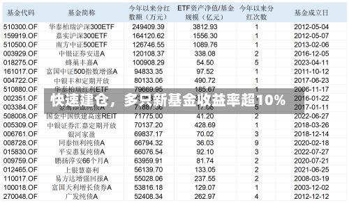 快速建仓，多只新基金收益率超10%-第3张图片
